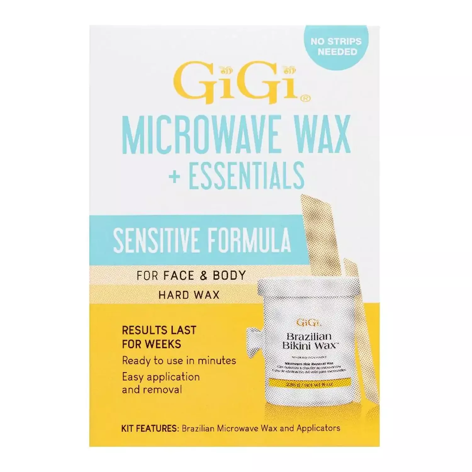 Gigi Microwave Wax & Essentials Sensitive Formula Brazilian Bikini Wax Kit