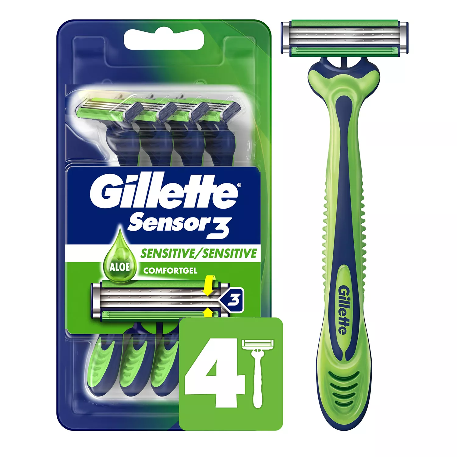 Gillette Sensor3 Sensitive Men's Disposable Razors 4ct