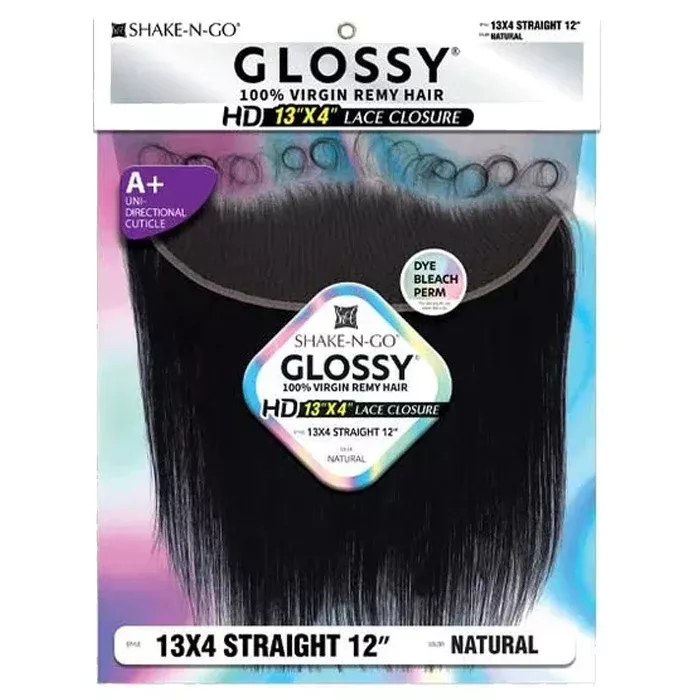 Glossy By Shake N Go 100% Virgin Remy Hair HD 13x4 Lace Closure - STRAIGHT 12"