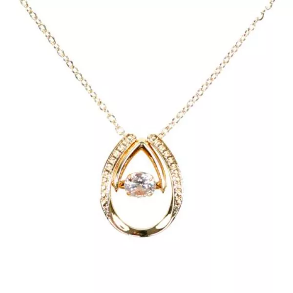 GNS CUBIC ZIRCONIA DROP DANCING STONE PENDANT NECKLACE - CZN201