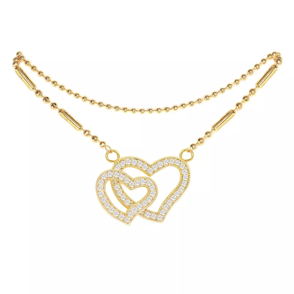GNS Cubic Zirconia Heart Anklet Gold