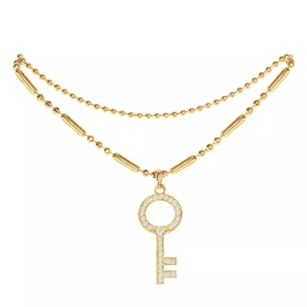 GNS Cubic Zirconia Key Pendant Anklet