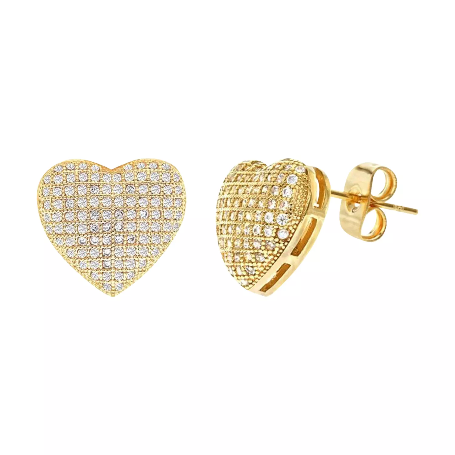 GNS Diamond Look Cubic Zirconia Micro Pave Heart Earring