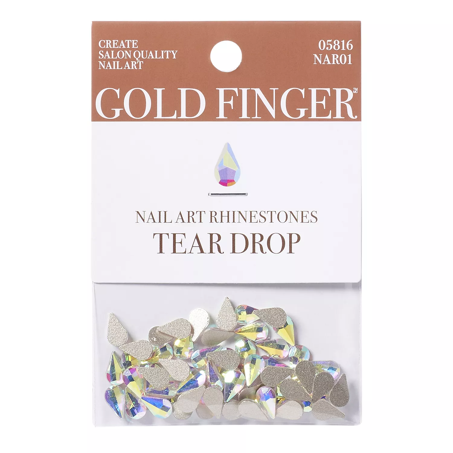 Gold Finger Nail Art Rhinestones
