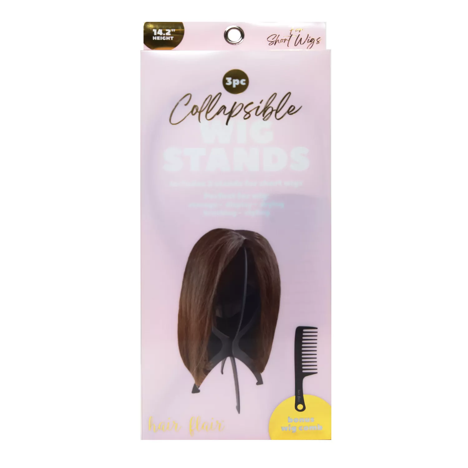 HairFlair Wig Stand 3pcs Set 14.2" Black