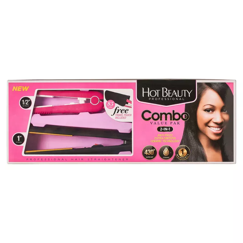 HOT BEAUTY MINI CERAMIC FLAT IRON COMBO 1