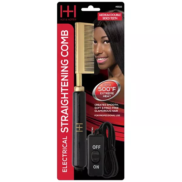 Hot & Hotter #5532 Electrical Straightening Comb Medium Double Sided Teeth