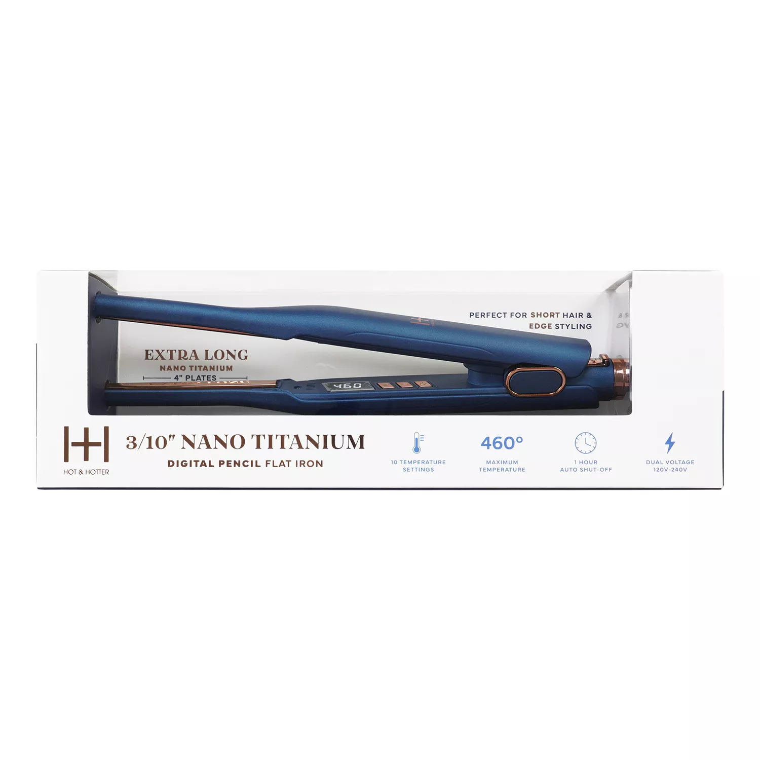 Hot & Hotter Nano Titanium Digital Pencil Flat Iron 3/10" Blue