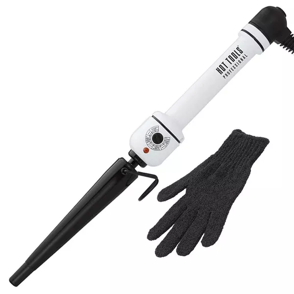 HOT TOOLS B/W NANO CERAMIC TAPERED CURLING IRON