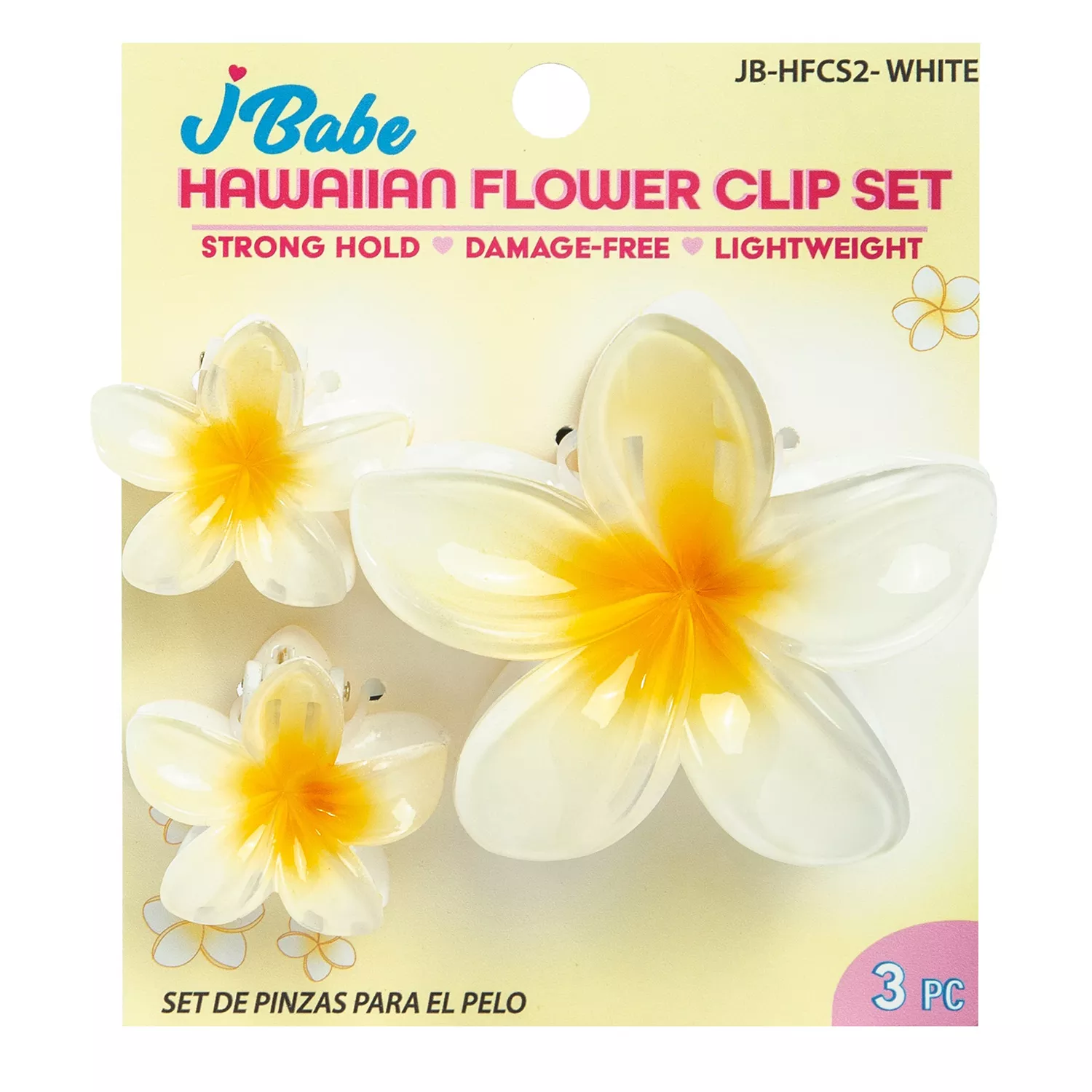 J Babe Hawaiian Flower Clip Set 3pcs