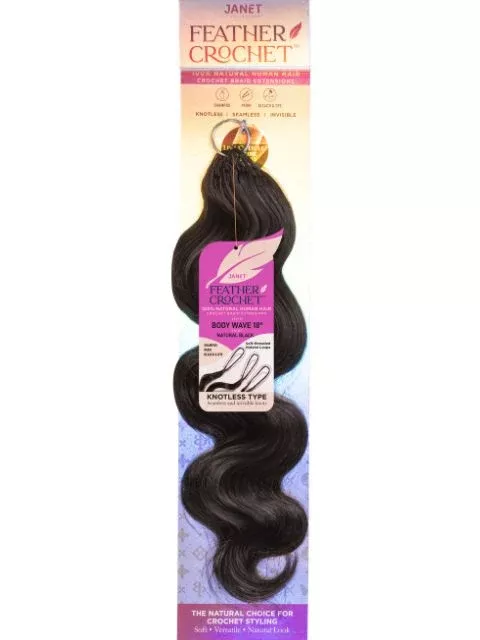 Janet Collection 100% Human Hair Feather Crochet Braid Extension BODY 18″