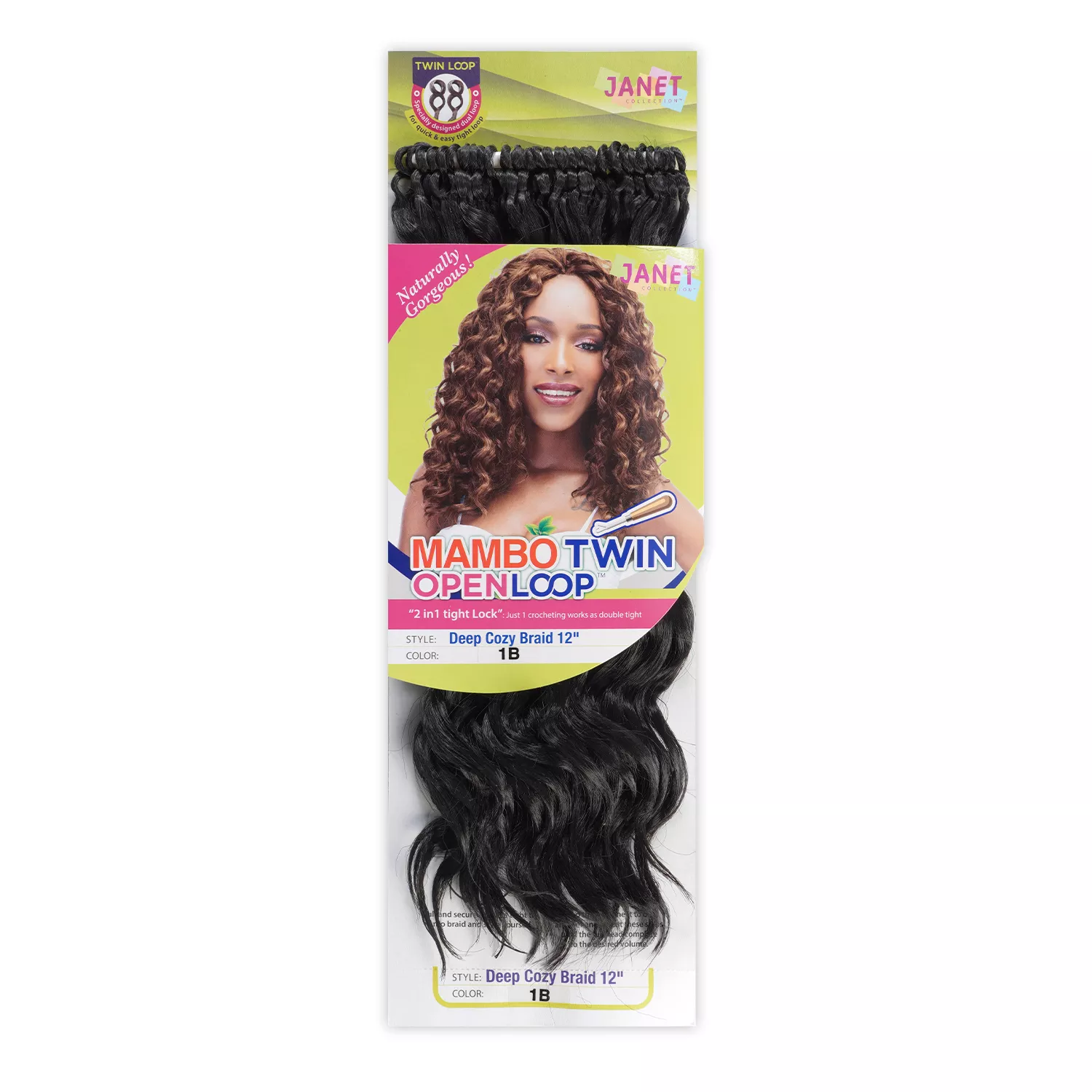 Janet Collection Braids Twin Loop Mambo Twin Open Loop Deep Cozy Braid 12"