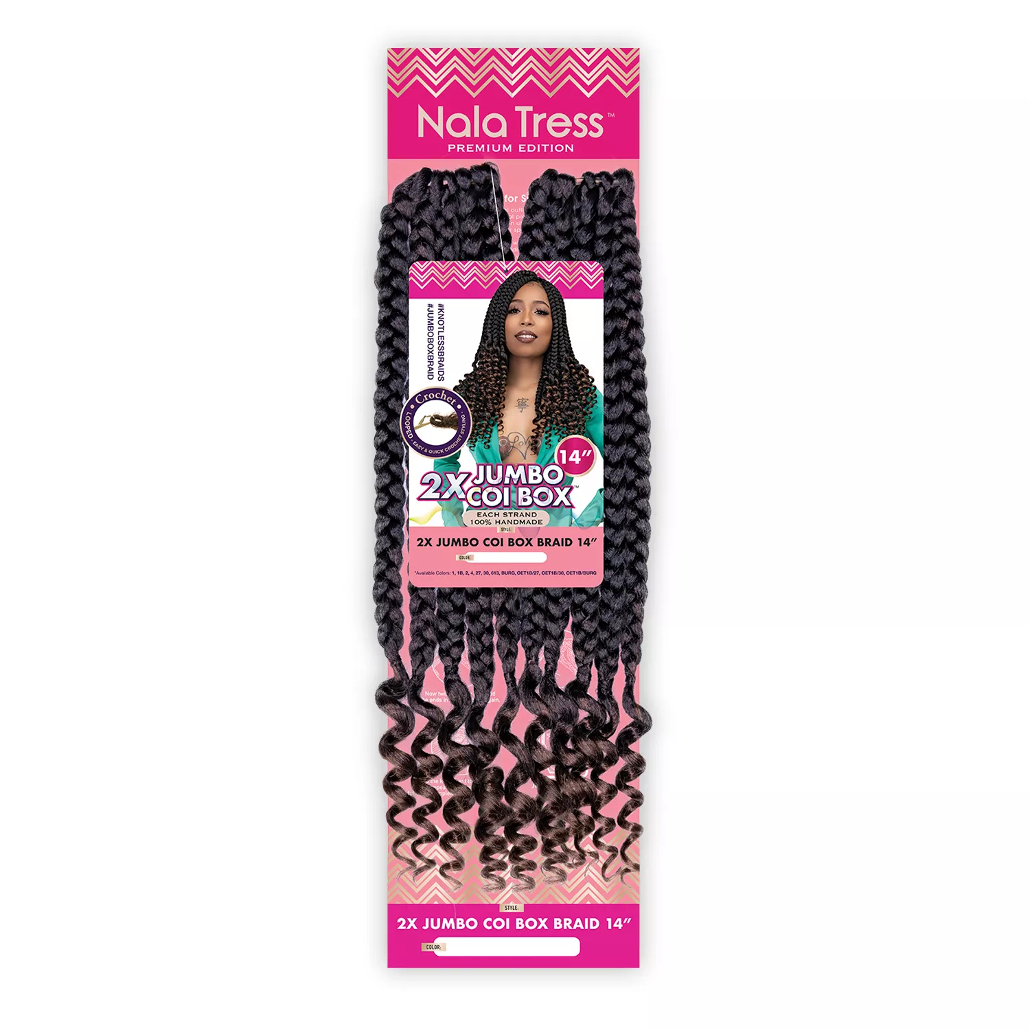 Janet Collection Crochet Braids Nala Tress 2X Jumbo Coi Box Braid 14"
