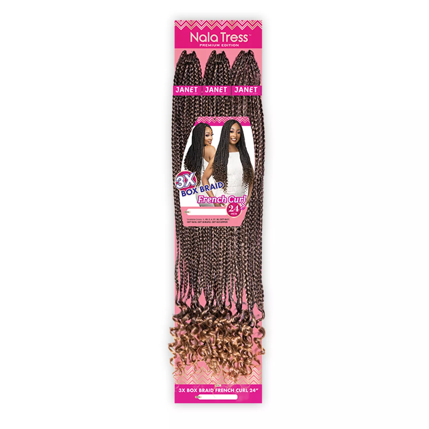 Janet Collection Crochet Braids Nala Tress 3X Box Braid French Curl 24"