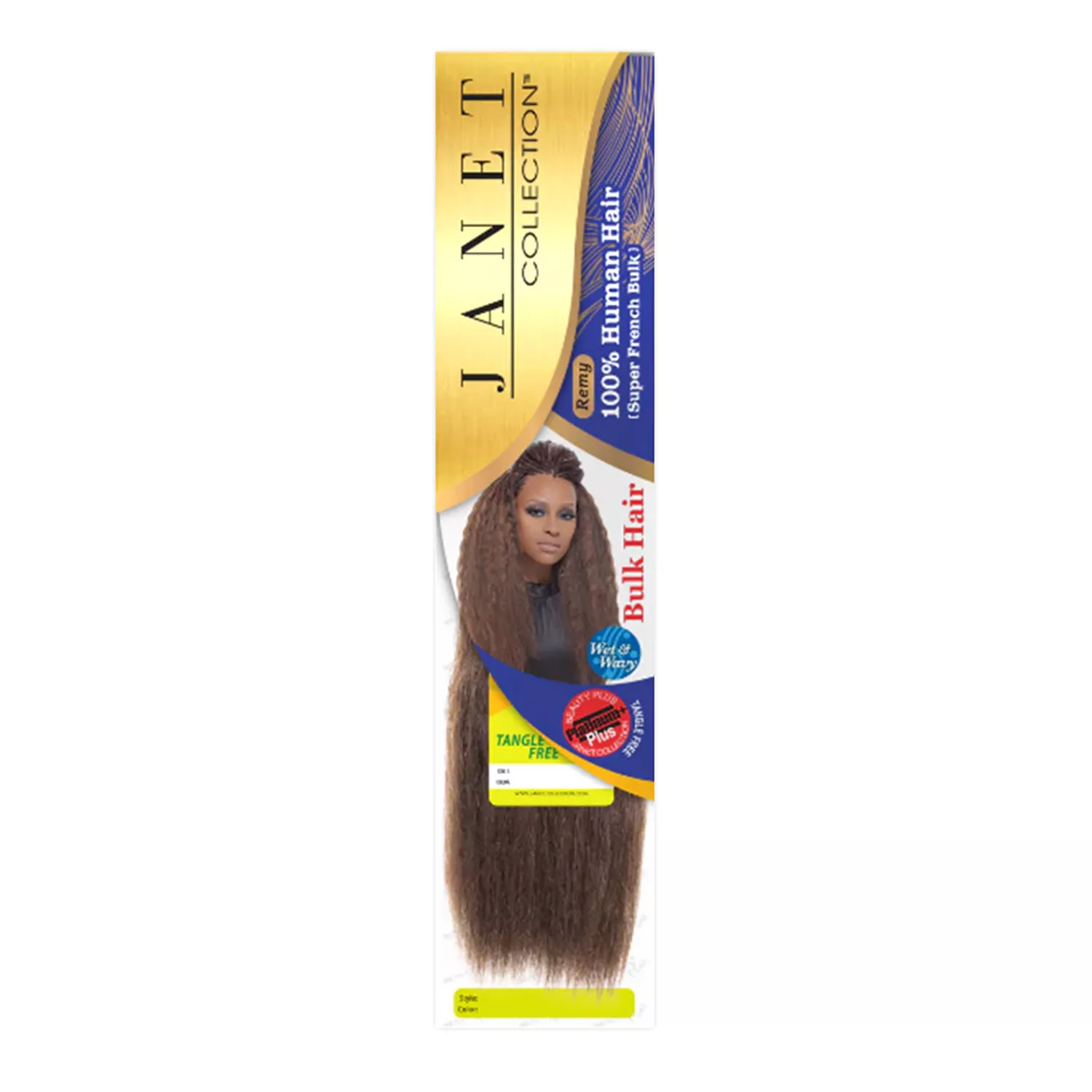 Janet Collection Human Hair Braids Wet n Wavy New Super French Bulk 4Pcs(18"-22")