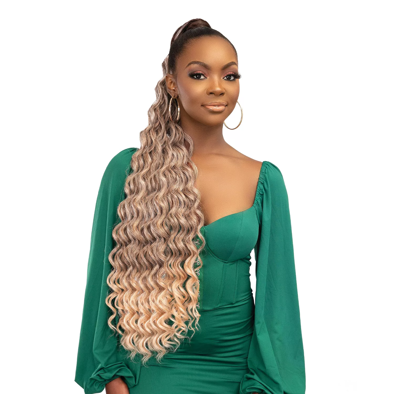 Janet Collection Human Hair Prime Unimix Ponytail Remy Illusion Snatch Wrap Deep 34"