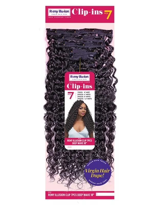 JANET COLLECTION REMY ILLUSION CLIP-INS 7PCS DEEP WAVE 18 "