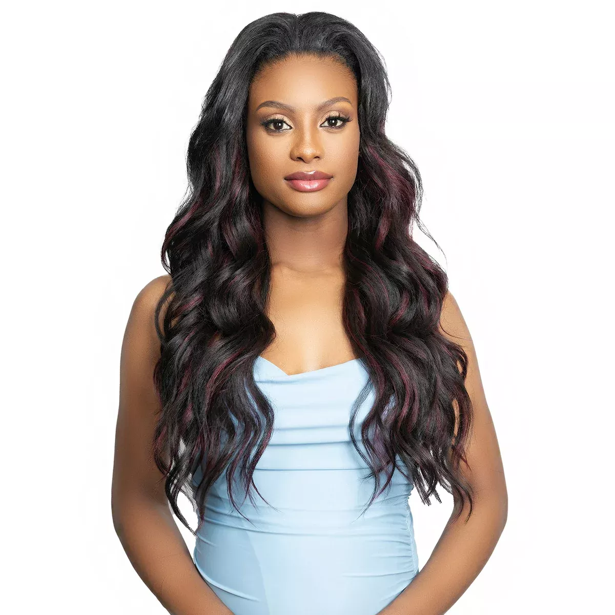 Janet Collection Remy illusion Human Hair Blend Half Wig - TEBO