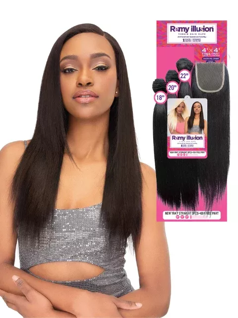 Janet Collection Remy Illusion NEW YAKY STRAIGHT 3pcs Bundle + 4x4 Closure (NRIYS3P)*MEGA SALE