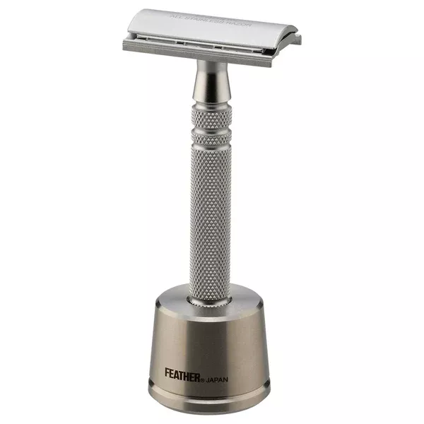 JATAI FEATHER STAINLESS STEEL DOUBLE EDGE RAZOR WITH STAND AS-D2S