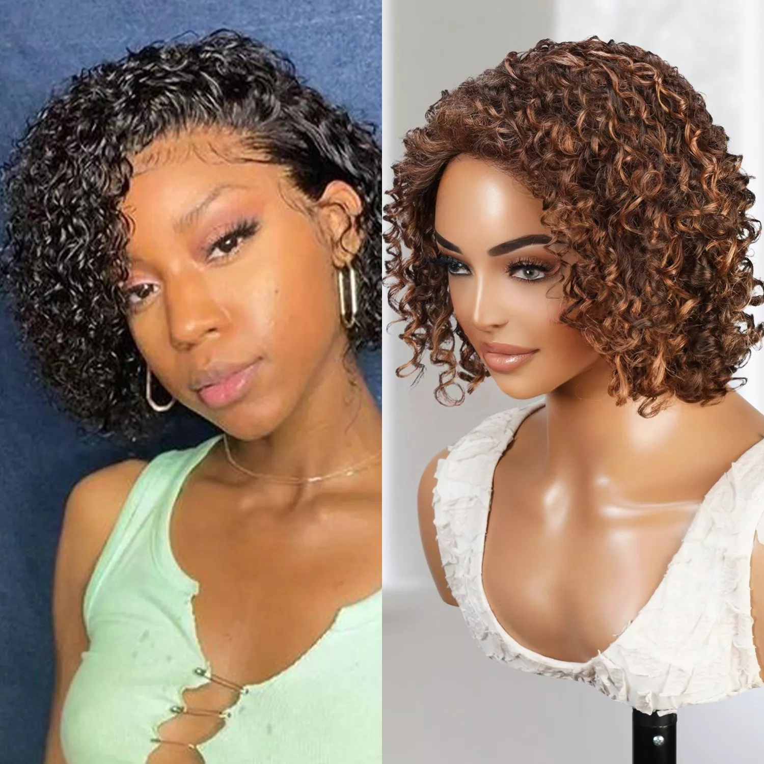 Kinky Curly Short Half Wig Dufa DF0005