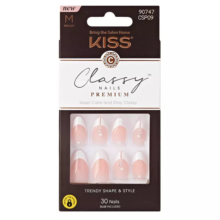 Kiss Classy Premium Nails - 30 Nails (CSP09-HIGHLIGHTS, CSP11-PREVALING, CSP014-ON STAGE)