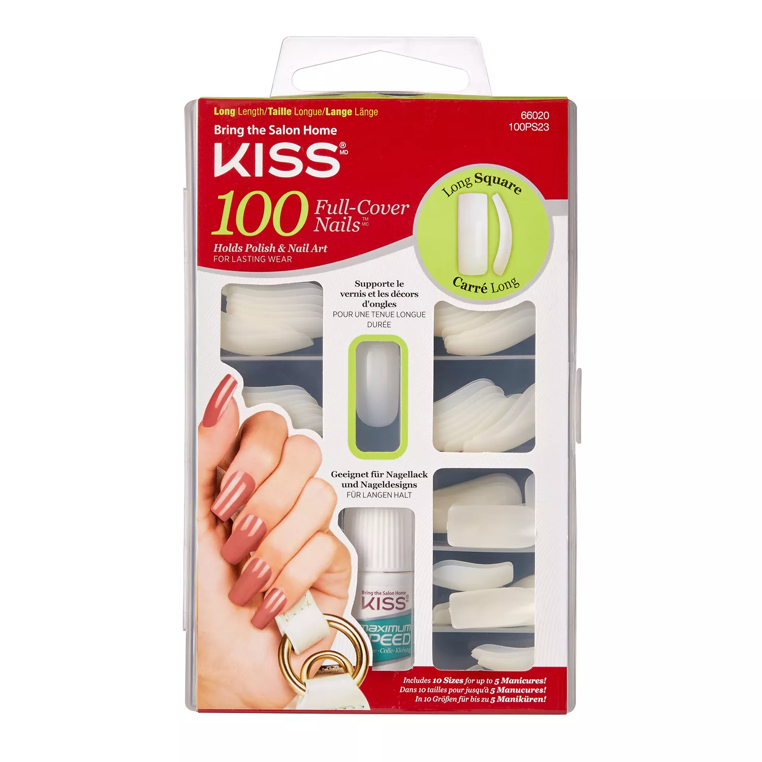 Kiss Full Cover Nails 100 Tips Long Length Long Square