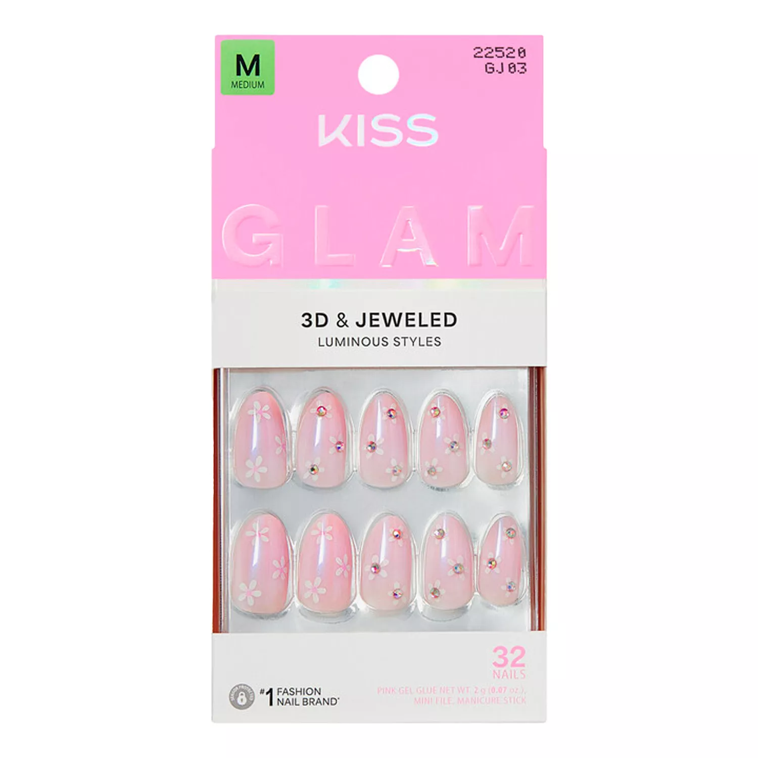 Kiss Glam 3D & Jeweled Nails 32 Nails
