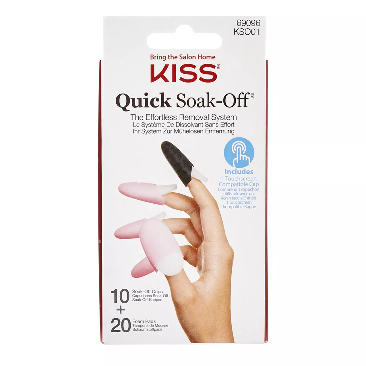 Kiss Quick Soak-Off Kit Caps 10pcs & Foam Pads 20pcs