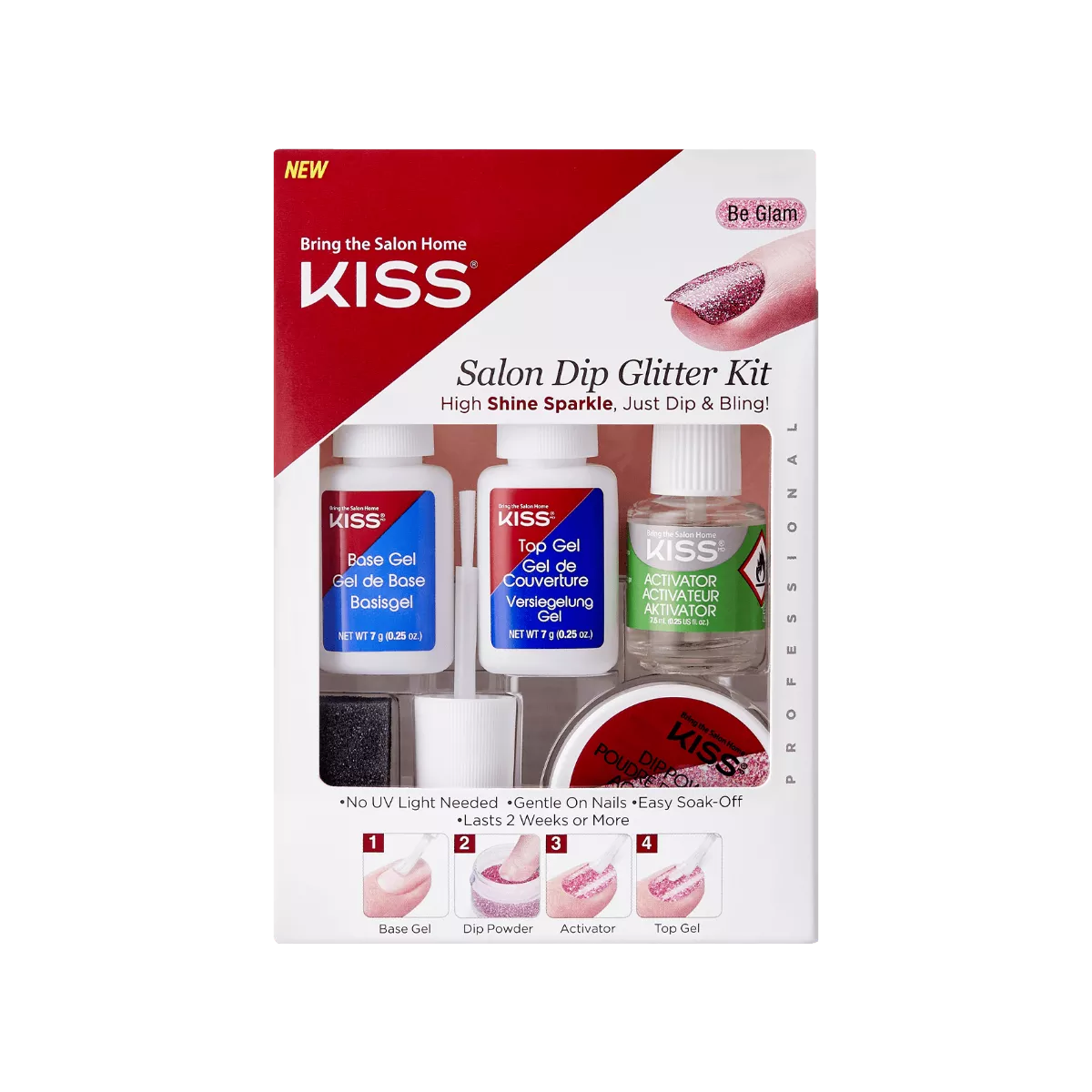 KISS SALON DIP GLITTER KIT BE GLAM - KSDG01