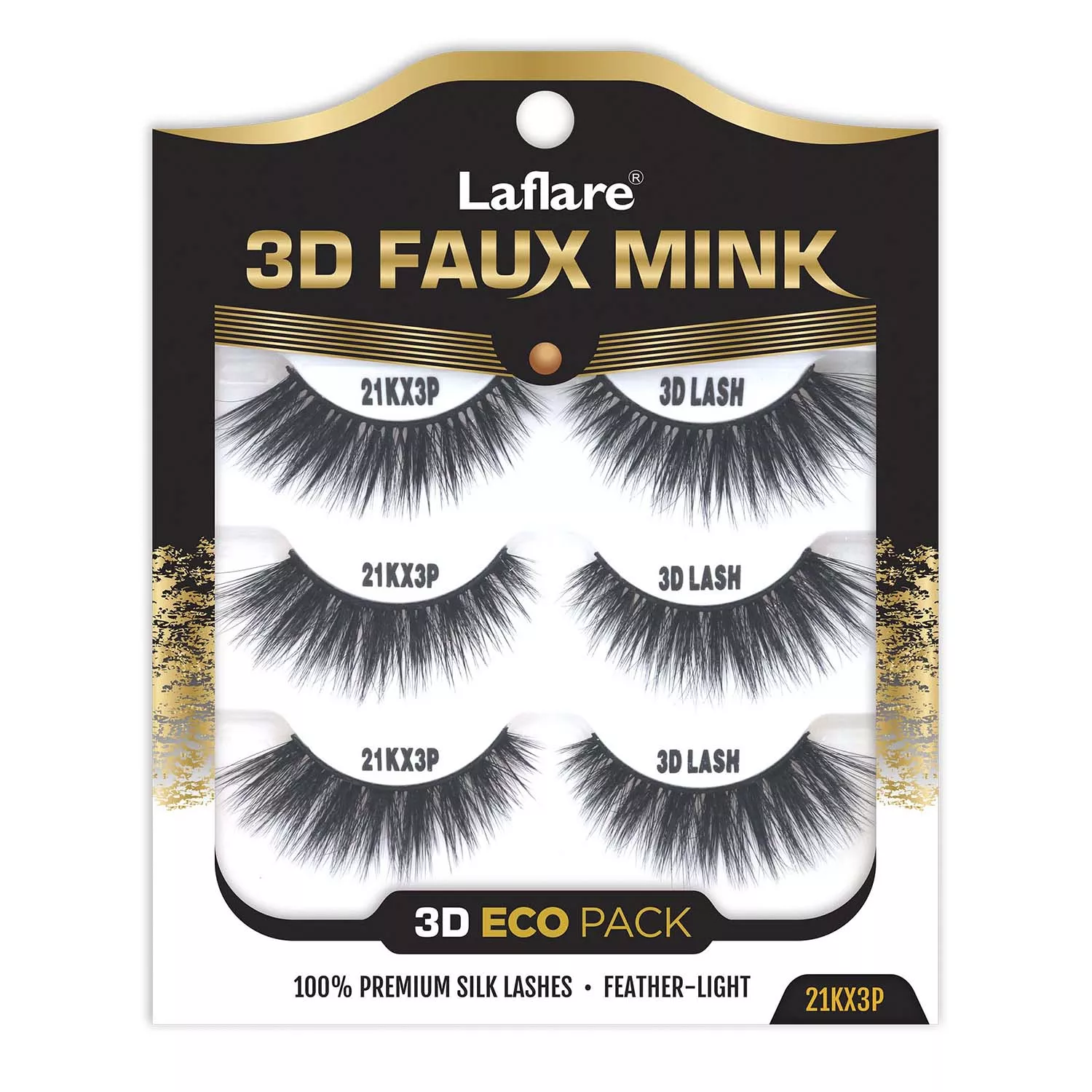 Laflare 3D Faux Mink Eyelashes Eco Pack 3 Pairs