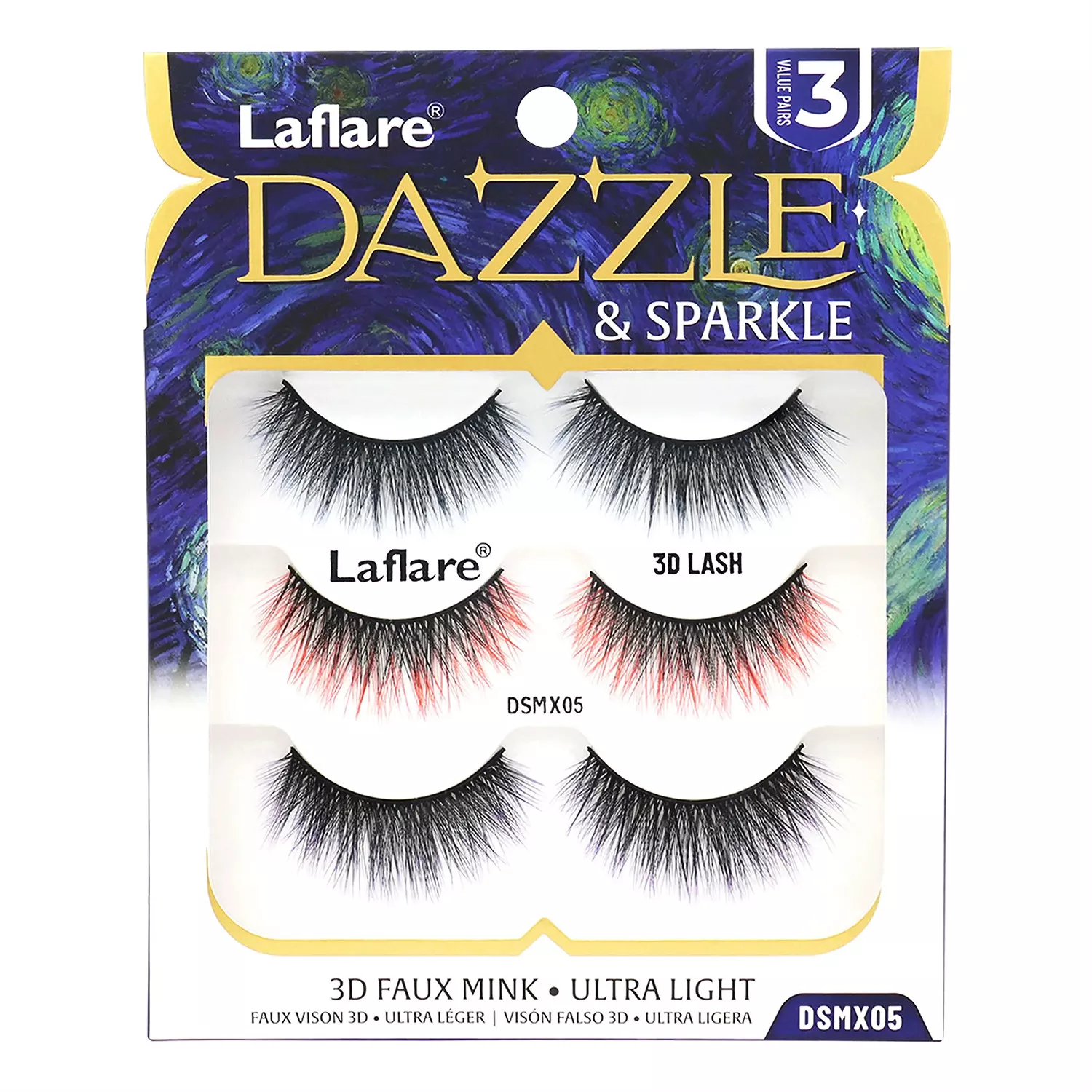 Laflare Dazzle & Sparkle 3D Volume Eyelashes 3 packs