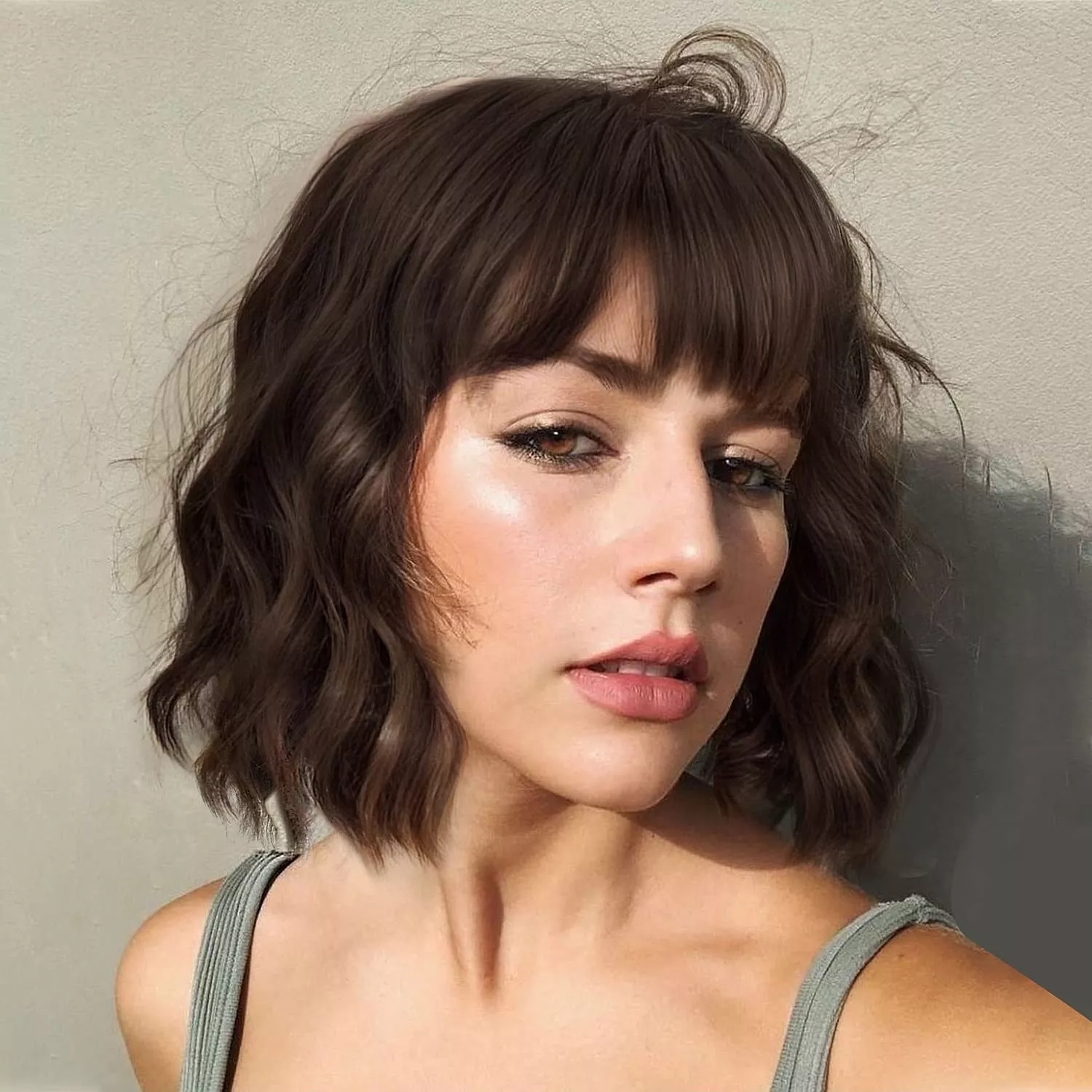 Loose Wave Bob with Bang Wig Spring