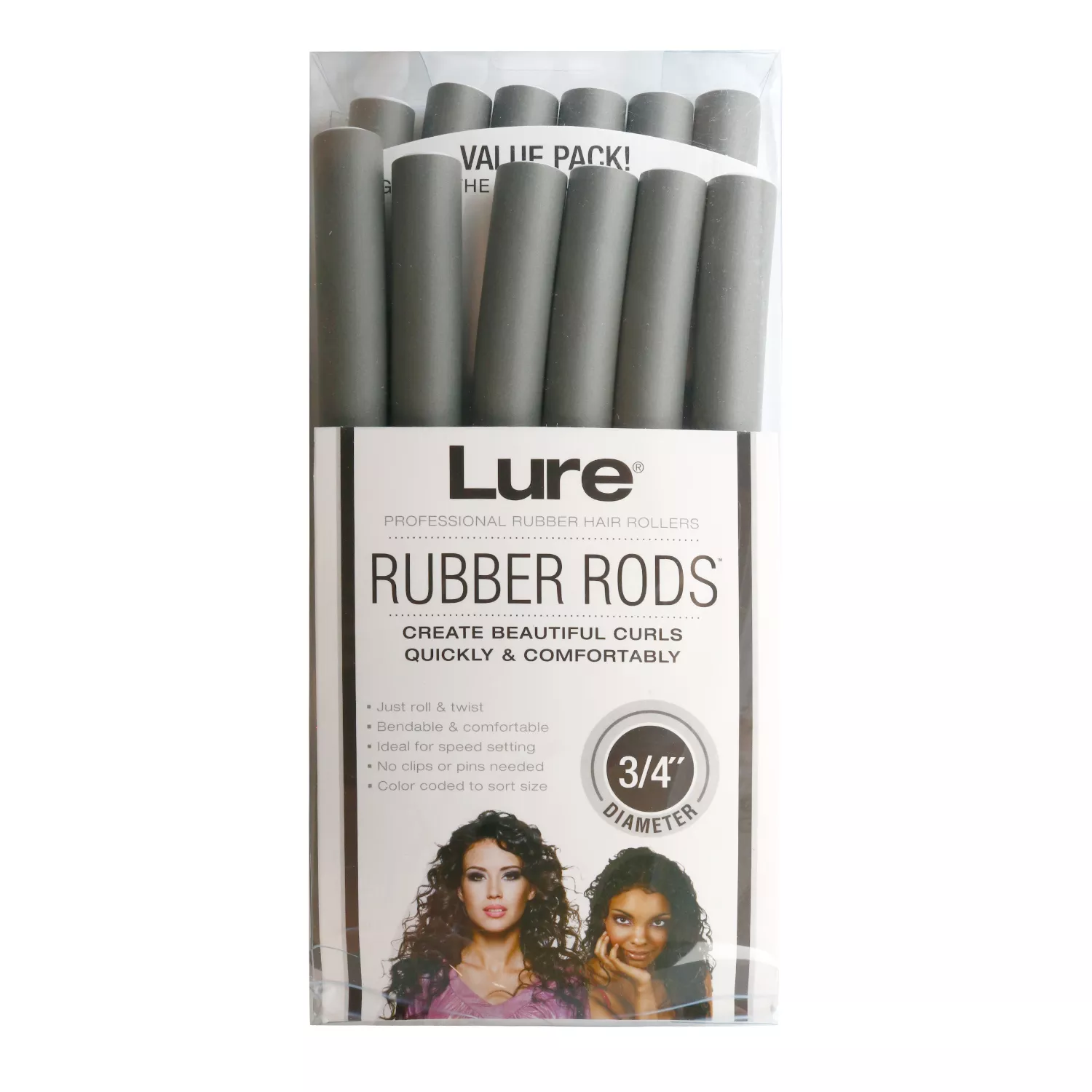 Lure Professional Rubber hair Rollers 3/4" 12pcs