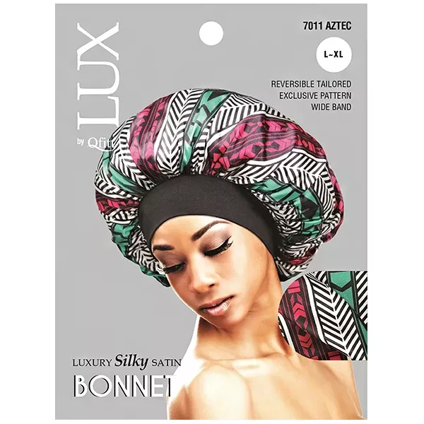 Lux by Qfitt Luxury Silky Satin Bonnet - L/XL #7011 Afro Assort