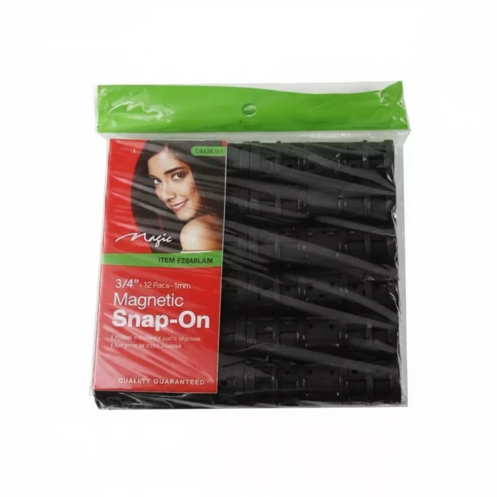 Magic Collection Medium Snap On Magnetic Rollers ¾" - 12 Pieces - Black