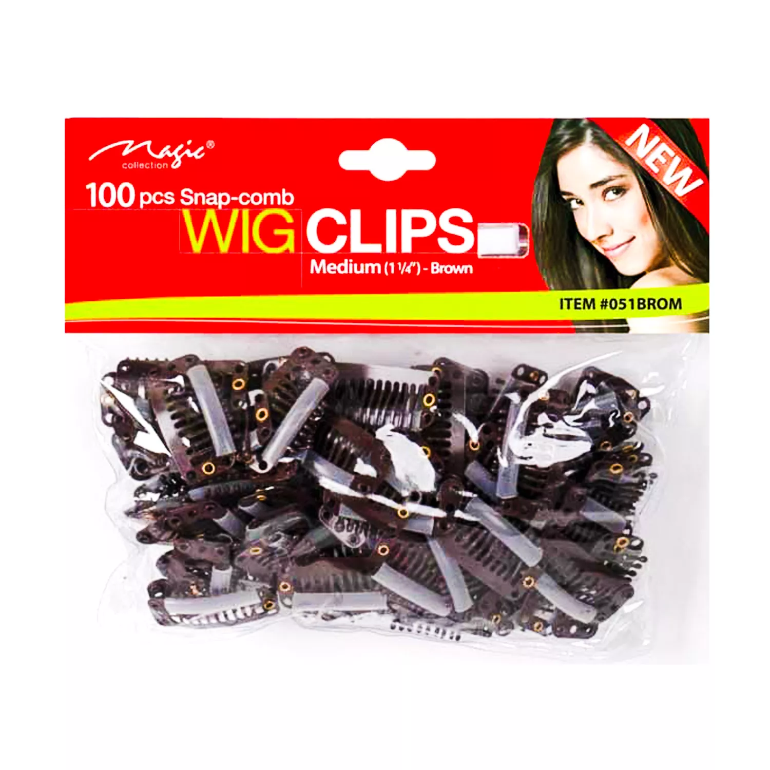 Magic Collection Snap Comb Wig Clips 100pcs Medium Brown