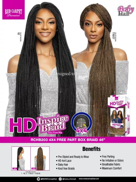 Mane Concept HD Inspire Braid 4×4 Free Part Lace Front Wig – RCHB203 BOX BRAID 46