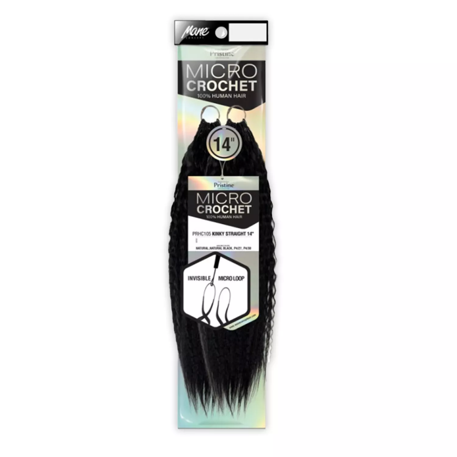 Mane Concept Human Hair Crochet Braids Pristine Micro Feather Crochet Kinky Straight 18"(55g)