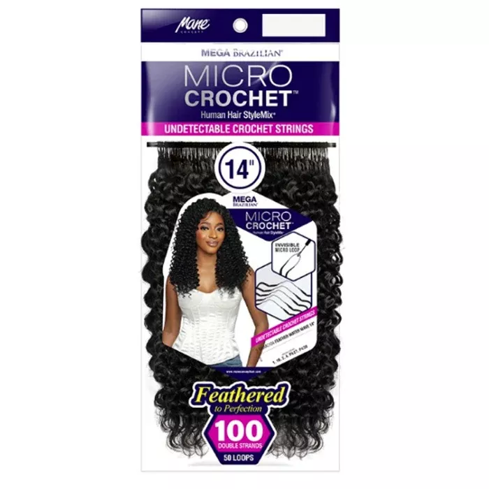 Mane Concept Mega Brazilian Micro Crochet Human Hair StyleMix Strings Braid - MBMC101 FEATHER DEEP WAVE 18"