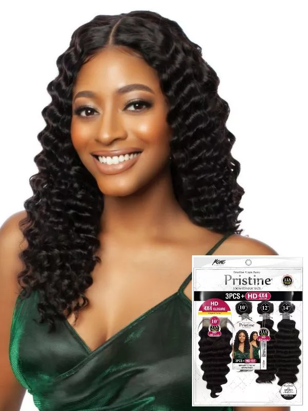 MANE CONCEPT PRISTINE 11A NEW CRIMP 3PCS + HD PRE-PLUCKED 4x4 CLOSURE