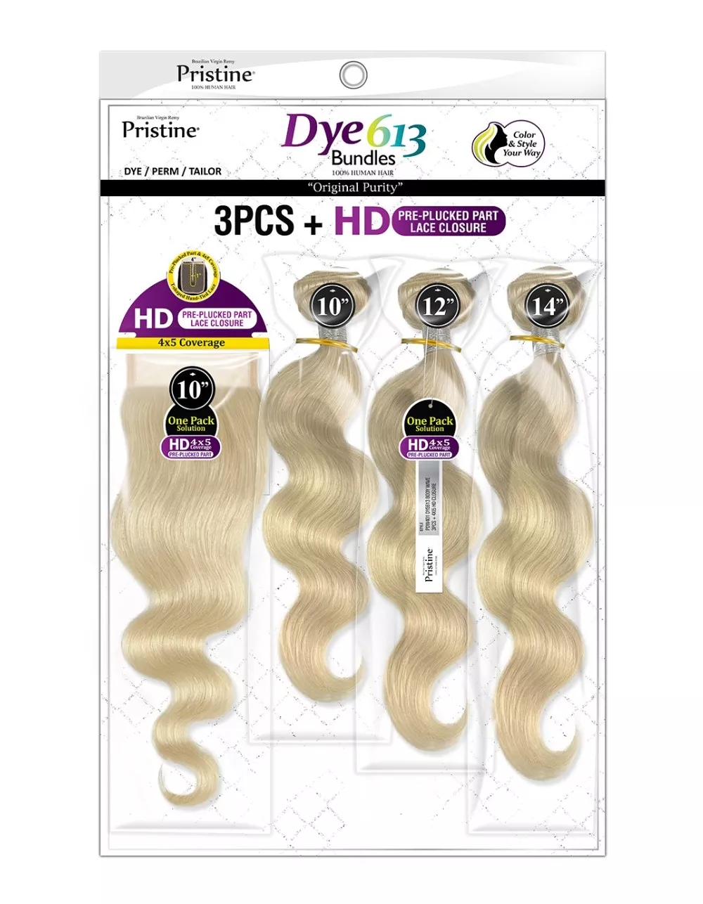 MANE CONCEPT PRISTINE DYE 613 BODY WAVE WEAVE 3pcs
