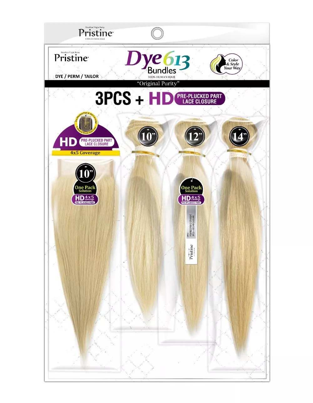 MANE CONCEPT PRISTINE DYE 613 STRAIGHT WEAVE 3pcs