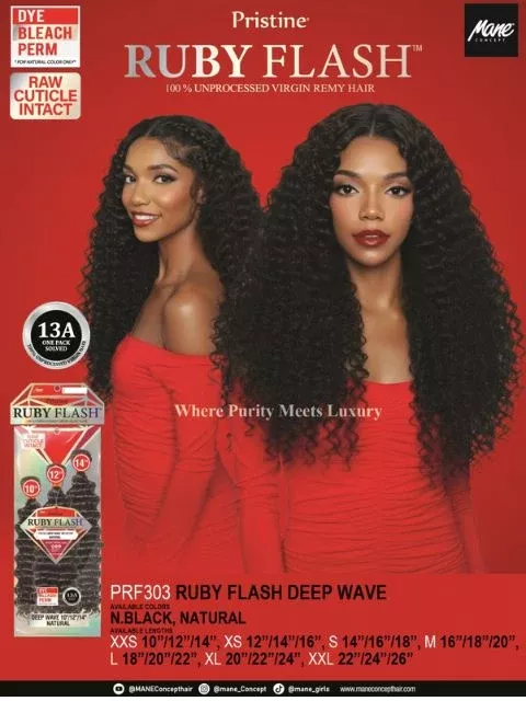 Mane Concept Pristine Ruby Flash 100% Virgin Human Hair- PRF303 RUBY FLASH DEEP WAVE"
