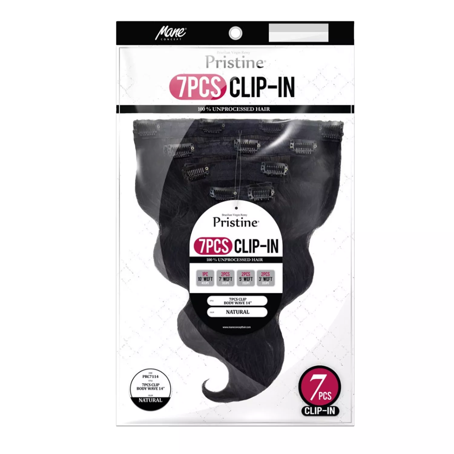 Mane Concept Unprocessed Human Hair Weave 7Pcs Clip-In Body Wave 14"