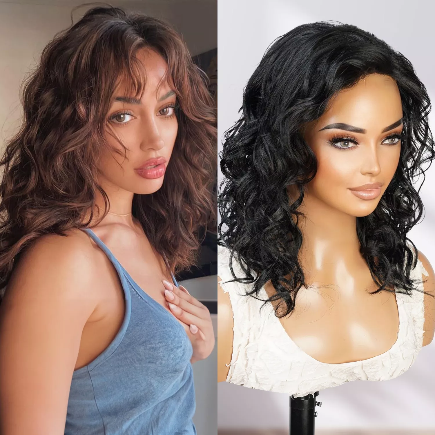 Messy Shoulder Length Loose Wave Half Wig Dufa DF0006