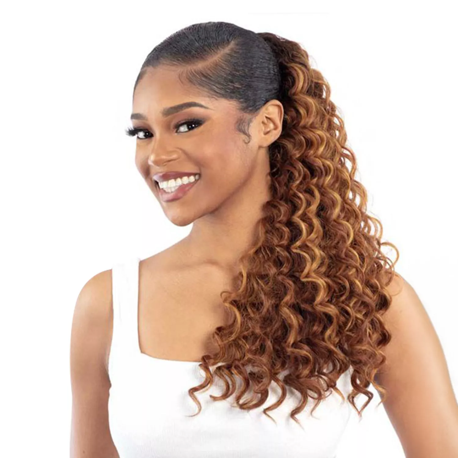 Milky Way Que Human Hair Blend Drawstring Ponytail Q-Deep Curl 20″