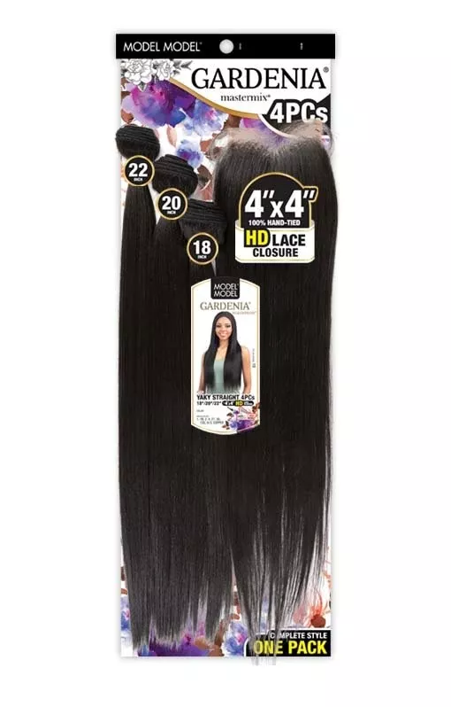 MODEL MODEL GARDENIA YAKY STRAIGHT 4PCS 18 " /20 " /22 "+4 "X4 " HD CLOSURE