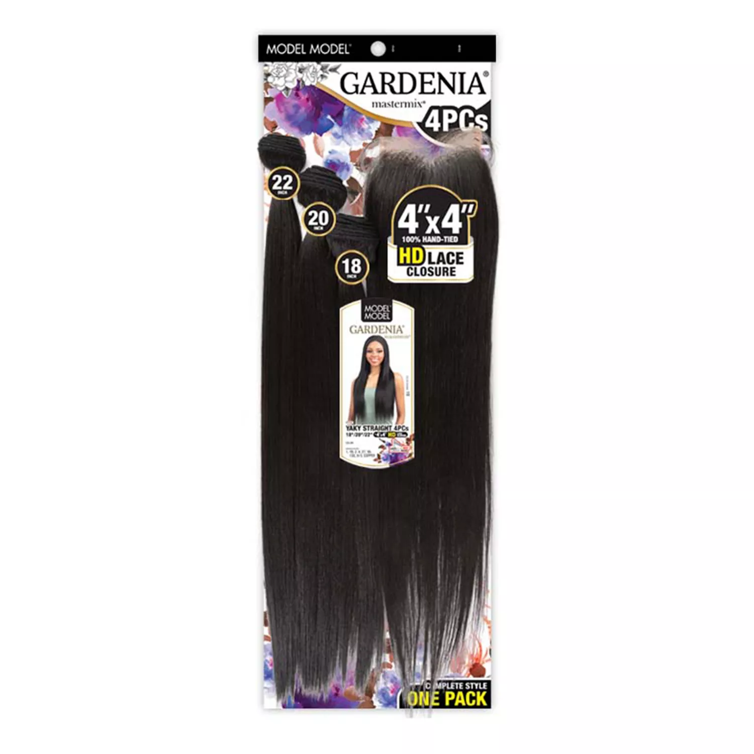 Modelmodel Weave Gardenia Yaky Straight 4Pcs (18"20"22" With 4X4 HD Lace Closure)