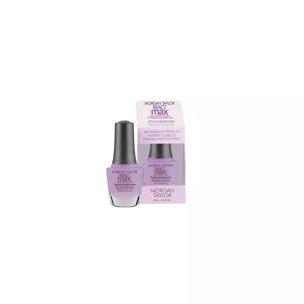 MORGAN TAYLOR REACTMAX OPTICAL BRIGHTENER NAIL STRENGTHENER + EXTENDED WEAR BASE COAT